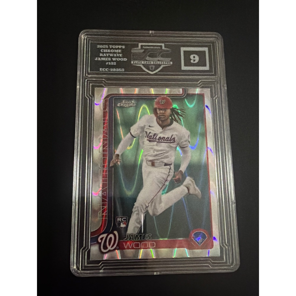 2024 Topps Chrome RayWave James Wood 132 Rookie Card ECC 9 Mint Nationals RC